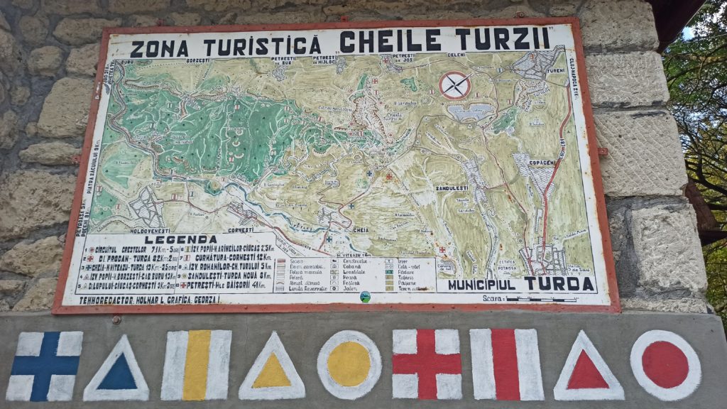 Karte der Wanderwege in der Turda Gorge